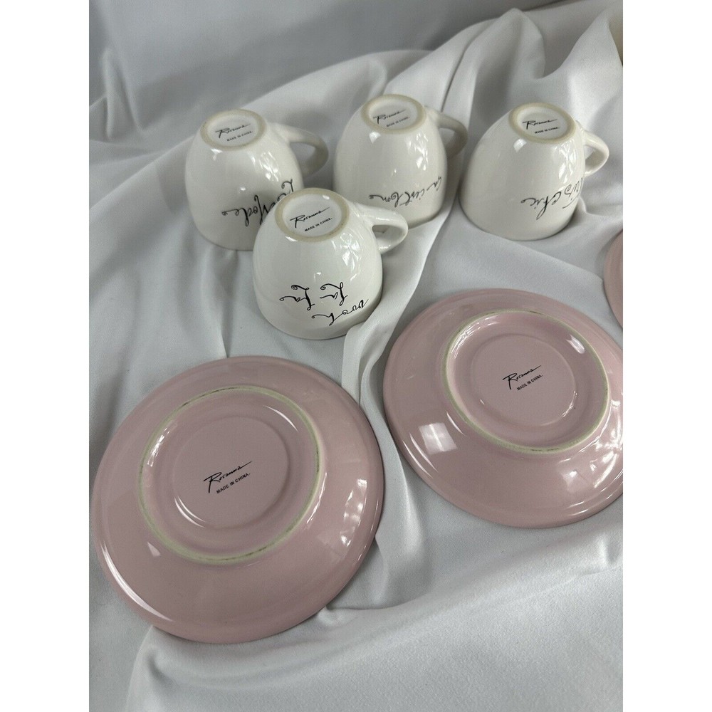 Ooh La La Espresso Cups And Saucers Set Of 4 ROSANNA French Style Retro Style - Picture 14 of 16